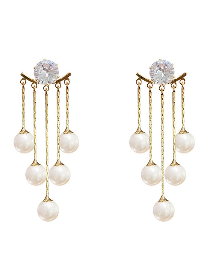 Perle Gland Avec Faux Diamant Boucles d'Oreilles