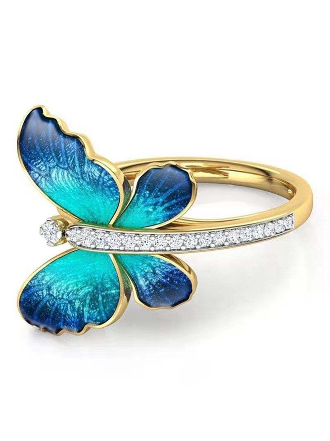 Bague Femmes Rétro Automne Papillon Métal Mariage Avec Faux Diamant Avec Faux Diamant Meilleure vente Bague