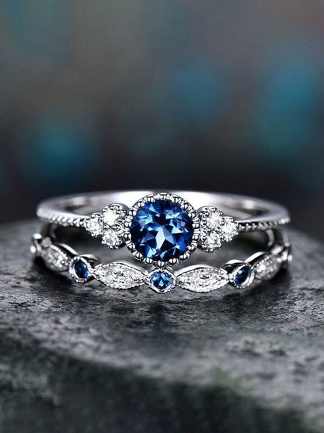 Bague Femmes Rétro Bloc de Couleur Toutes Les Saisons Avec Faux Diamant Vacances Avec Faux Diamant Avec Faux Diamant Meilleure vente Ensemble d'anneaux