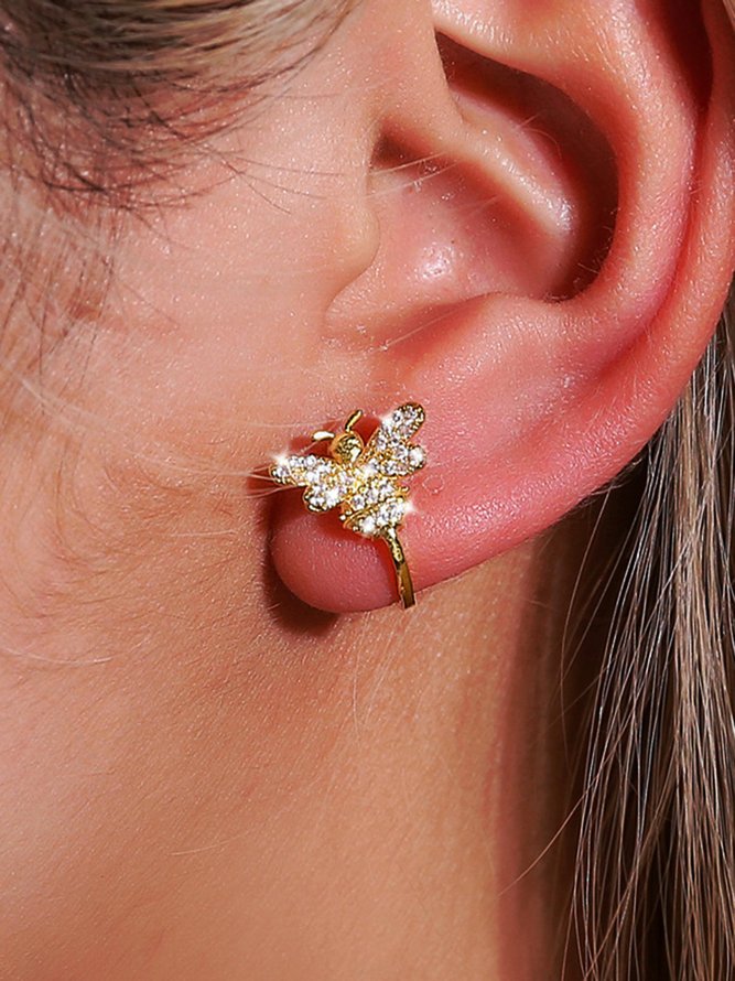 Boucles d'oreilles Femme Fête Plain Toutes Les Saisons Métal Métal Avec Faux Diamant abeille Liste préférée oreille Manchette