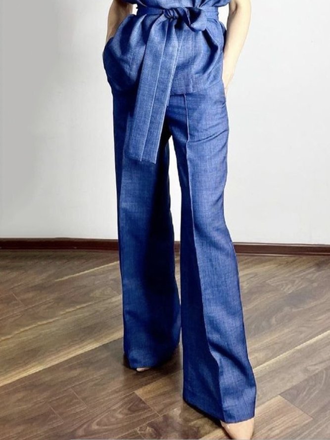 Long Taille Haute Quotidien Urbain Adapté Mode Pantalons