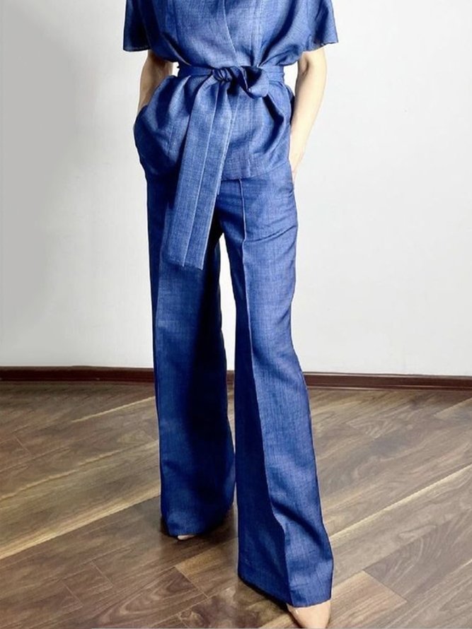 Long Taille Haute Quotidien Urbain Adapté Mode Pantalons
