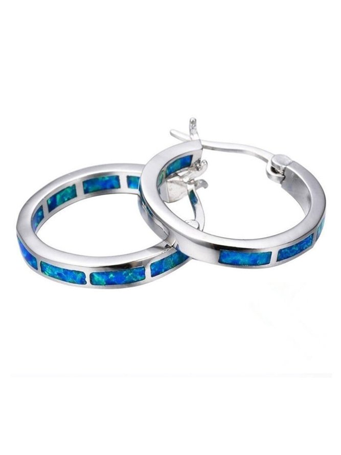 Boucles d'oreilles Femme Décontracté Bloc de Couleur Toutes Les Saisons Métal Quotidien Argent 925 Cristal Rétro Style cerceau