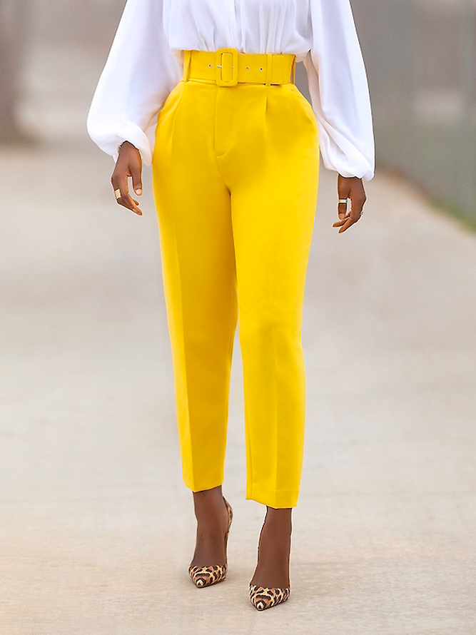 Mode Pantalons Femmes Plaine Automne Urbain Polyester Naturel Sans Élasticité Cheville Pantalon H-Line Régulier