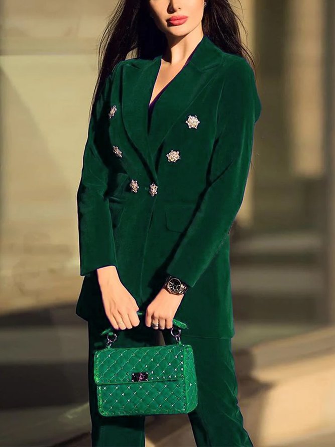 Blazer Plaine Automne Urbain Sans élasticité Quotidien Manches longues Col à revers Normal Normal pour Femme
