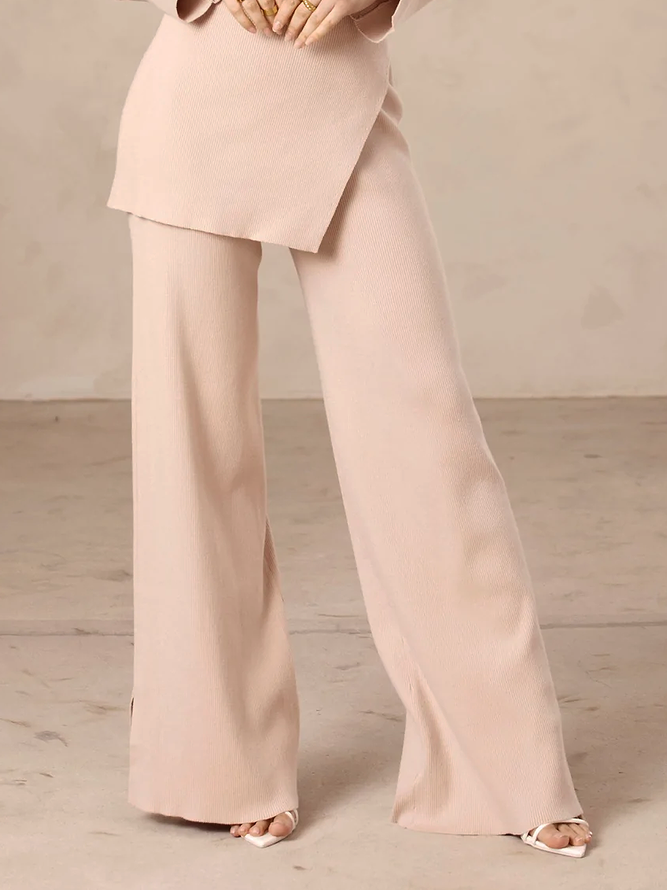Pantalons décontractés Plaine Simple Automne Naturel Quotidien Ample Pantalon à jambes larges Long H-Line pour Femme