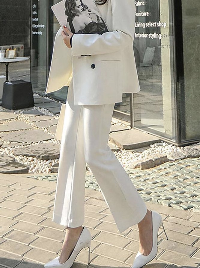 Mode Pantalons Femmes Plain Automne Urbain Non Élasticité Coupe Régulière à La Cheville Pantalons Droit Pantalons Droit Régulier Taille