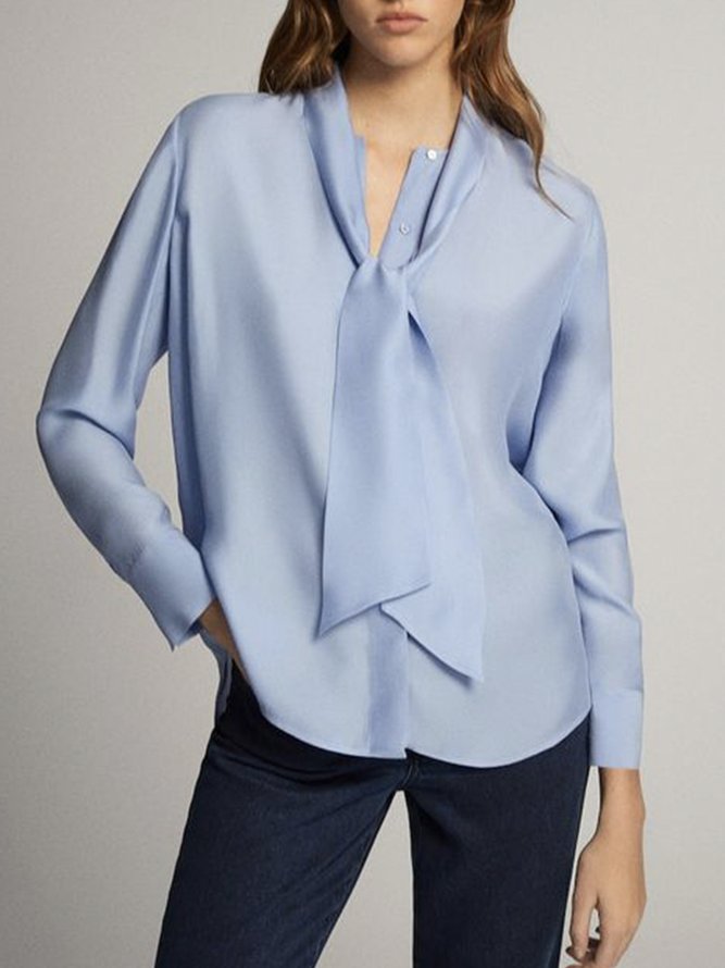 Blouse Plain Simple Automne Non Élasticité Quotidien Ample Manches Longues Régulier Régulier pour Femmes