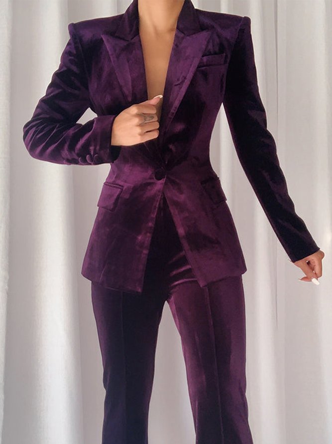 Plain Automne Urbain Coupe Régulière à Col Revers Régulier Ligne X Régulier Régulier Taille Blazer pour Femmes