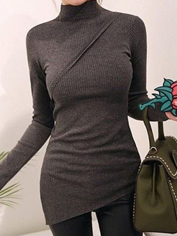 Tops Plain Simple Automne Quotidien Serré 1 * Top Manches Longues Régulier Régulier pour Femmes