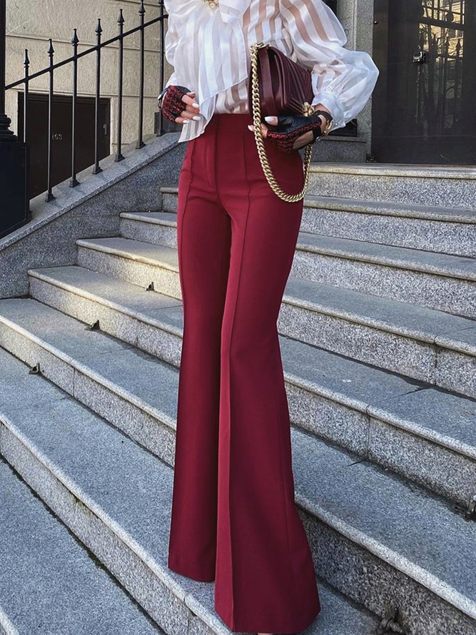 Mode Pantalons Femmes Plain Automne Élégant Polyester Aucune élasticité Quotidien Coupe Régulière Taille Moyenne Ligne X