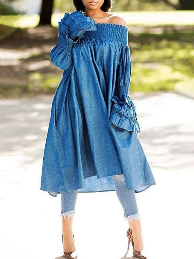 Robes Plain Automne Vacances Naturel Quotidien Ample Manches Longues Droit Régulier pour Femmes