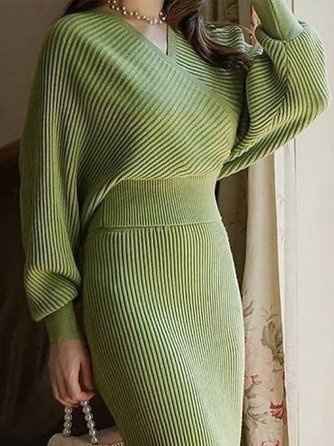 Pull Plain Automne Urbain Col V Micro-élasticité Coupe Régulière Faire la navette Manches Longues Régulier pour Femmes