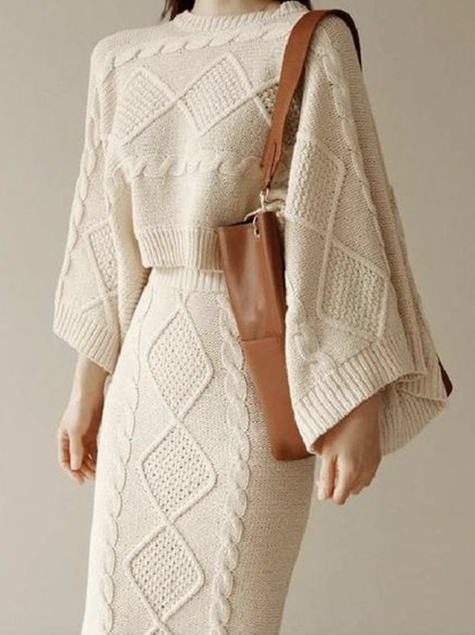 Pull Plain Automne Élégant Acrylique Poids lourd Quotidien Ample Régulier Droit pour Femmes