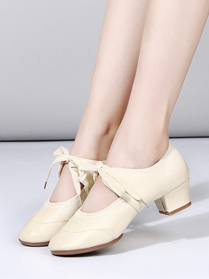 Chaussures à Talon Femmes Plain Toutes Les Saisons Fête Sportif & Intérieur Bout Rond Caoutchouc Dentelle-Up Augmentation de la hauteur Chaussures Officielles