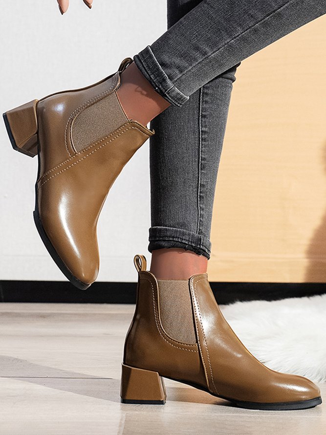 Bottes Femme Plain Automne Urbain Joint Fendu Portable PU PU Standard Caoutchouc