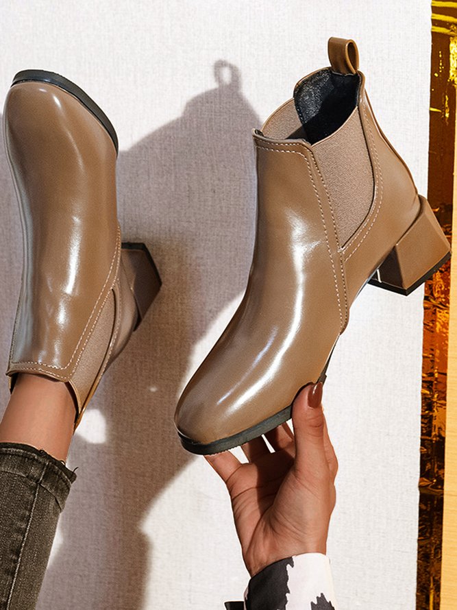 Bottes Femme Plain Automne Urbain Joint Fendu Portable PU PU Standard Caoutchouc