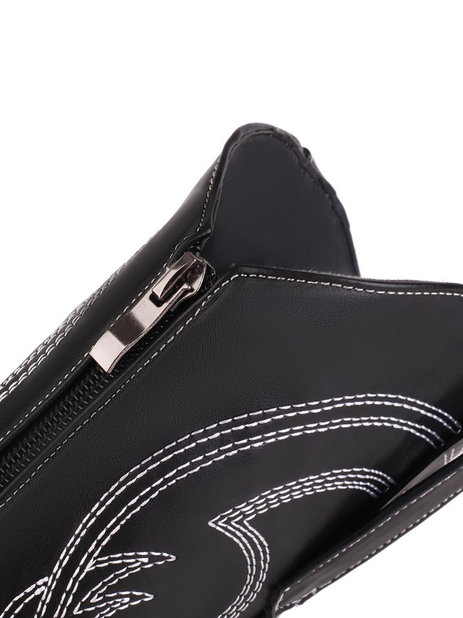 Bottes Femme Géométrique Hiver Urbain Brodé Portable Quotidien Peluche Talon de Bloc PU