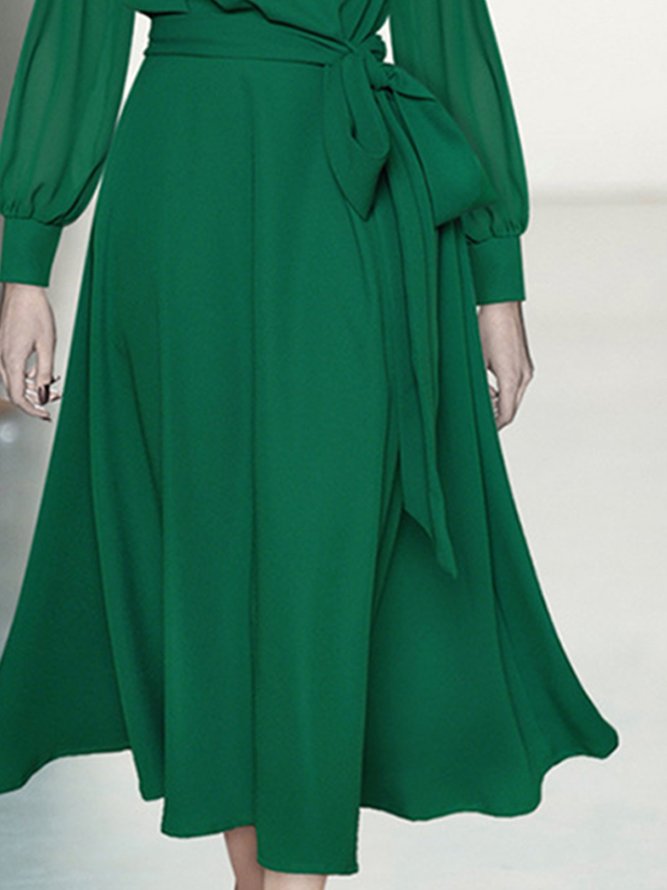 Robes Plaine Automne Elé Sans élasticité Quotidien Regular Fit Asymétrique Manches longues Regular pour Femme