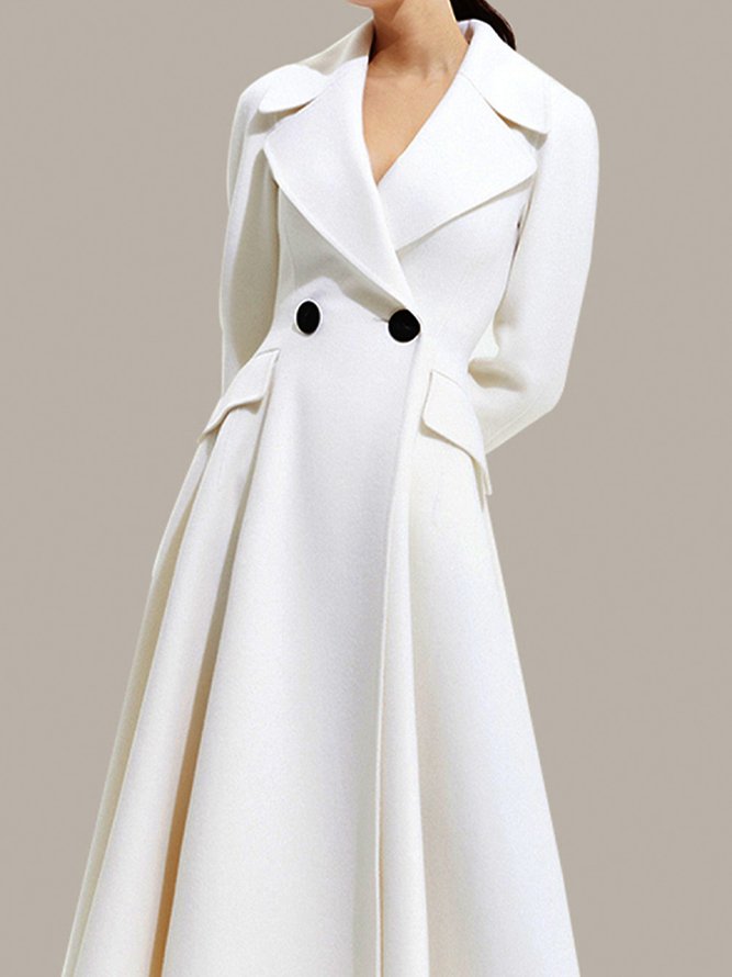 Pardessus Plain Hiver Élégant Polyester Aucune élasticité Quotidien Coupe Régulière Col Châle Régulier pour Femmes