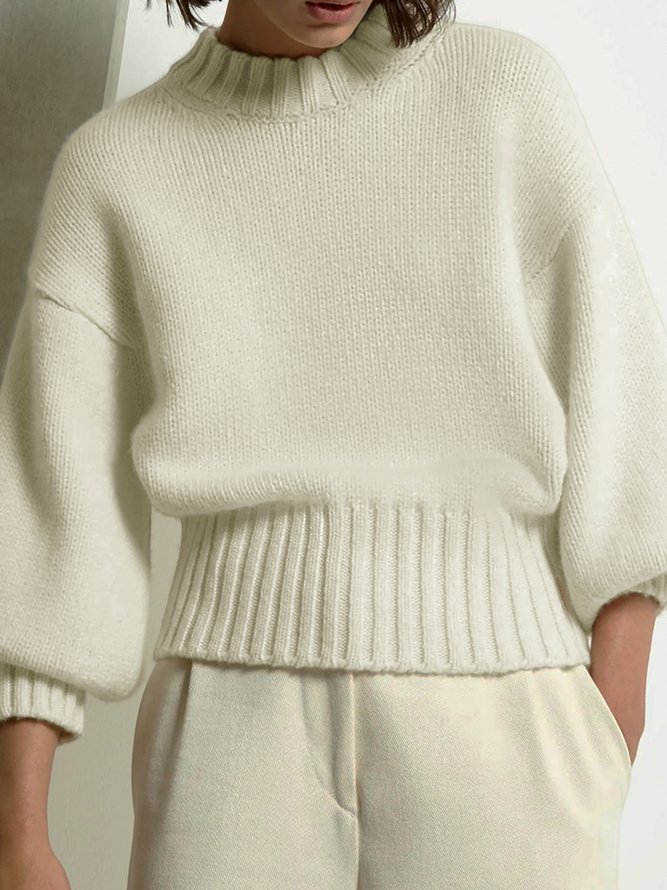 Pull Plain Simple Automne Quotidien Ample Manches Longues Col Rond O-Ligne Régulier pour Femmes
