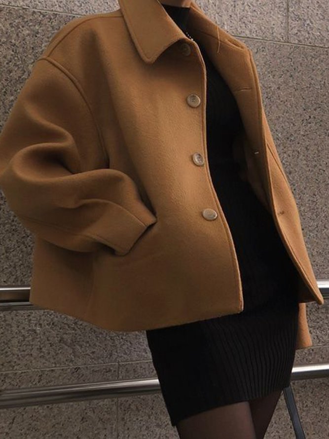 Pardessus Plain Hiver Urbain Polyester Naturel Quotidien Manches Longues H-ligne Régulier pour Femmes