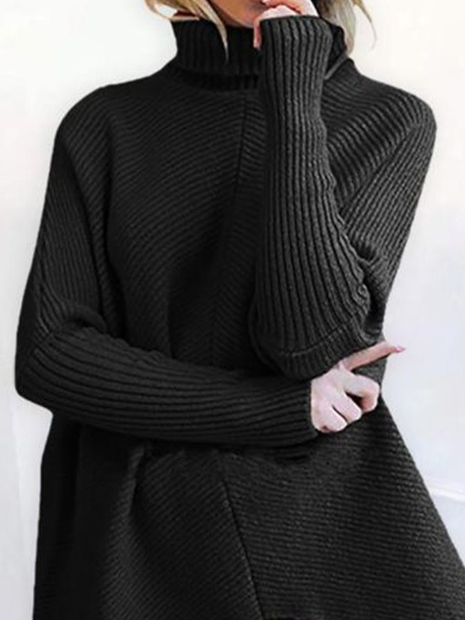 Pull Femmes Plain Hiver Urbain Acrylique Micro-Élasticité Quotidien Col Roulé Régulier A-ligne