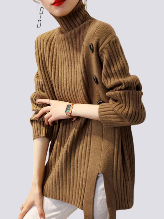 Pull Plain Automne Urbain Acrylique Ample Col Roulé Régulier Régulier Régulier Taille pour Femmes