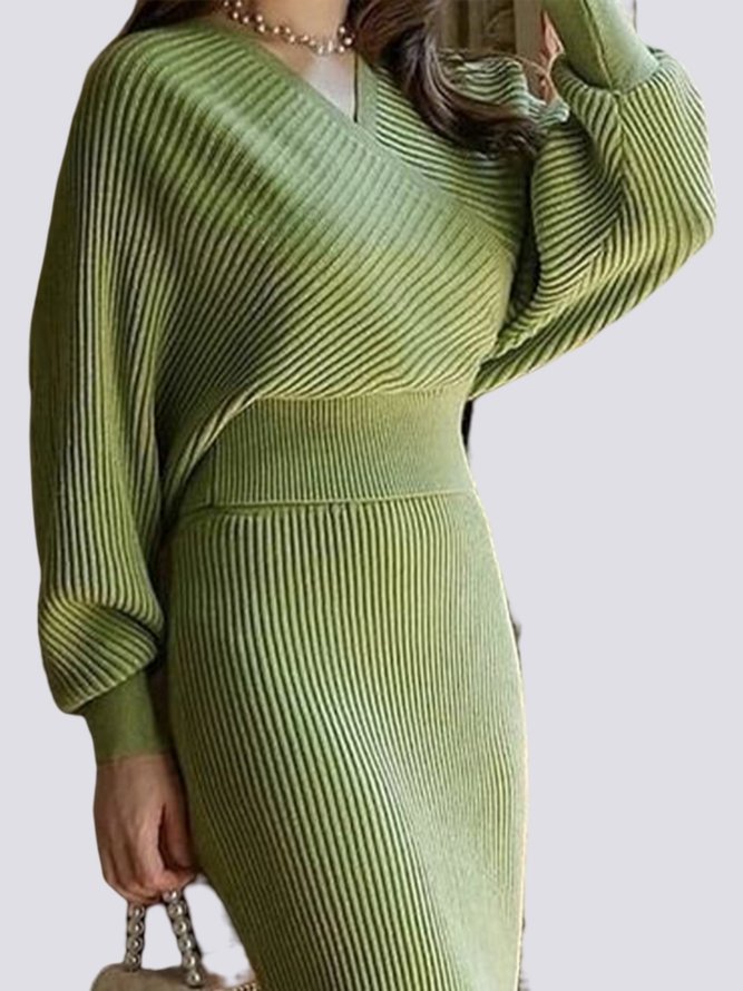 Pull Plain Automne Urbain Col V Micro-élasticité Coupe Régulière Faire la navette Manches Longues Régulier pour Femmes