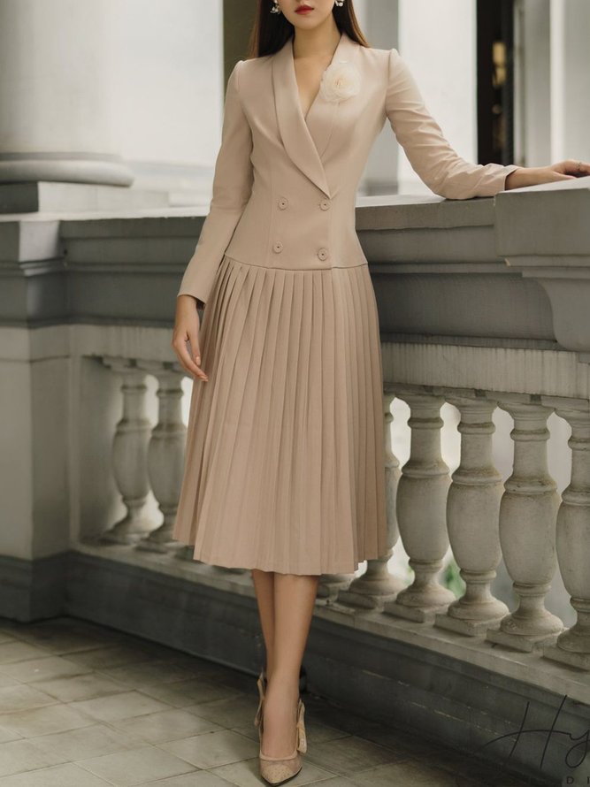 Robes Femmes Plain Automne Élégant Polyester Naturel Aucune élasticité Quotidien Coupe Régulière Régulier