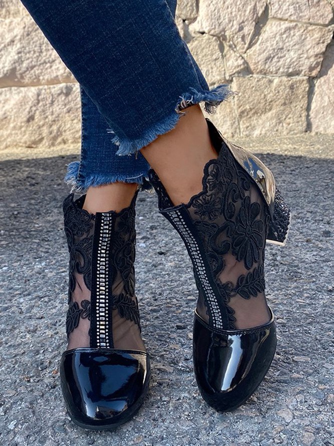 Bottes Femme Floral Toutes Les Saisons Fête Joint Fendu Zip Augmentation de la hauteur Fête Bout Fermé Bottes Formelles