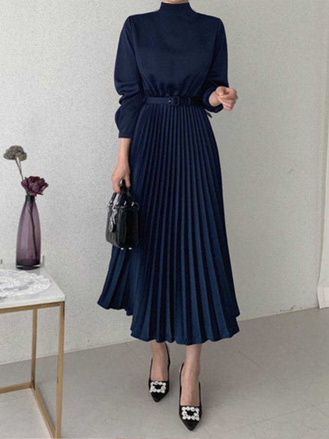 Robes Femmes Plain Hiver Élégant Polyester Coupe Régulière Mi-longue 1 * robe x-ligne Régulier