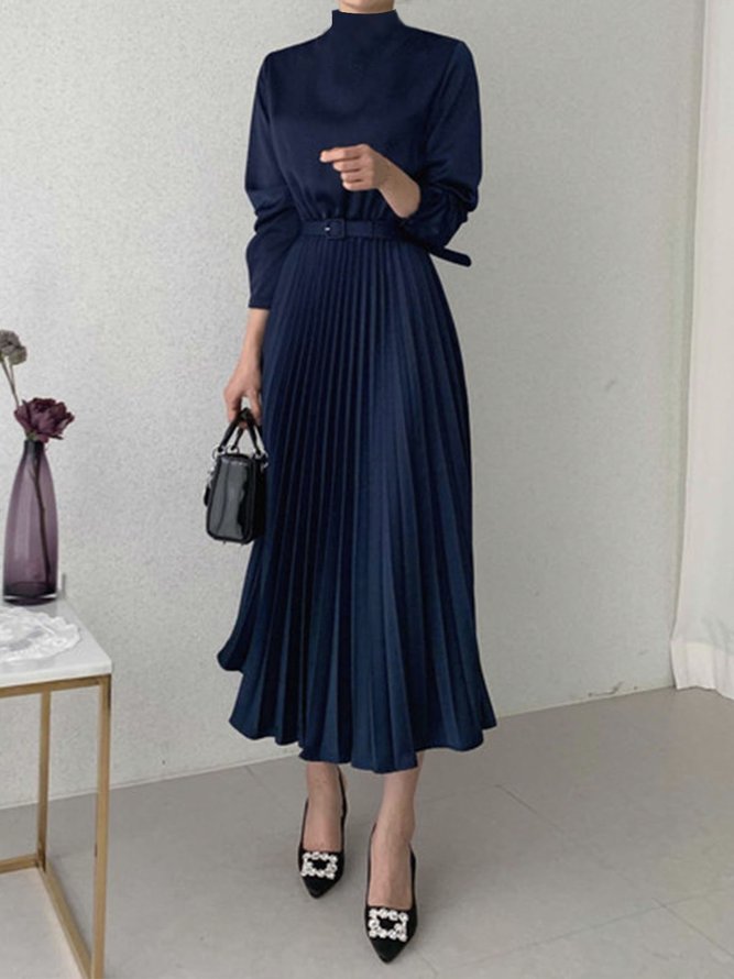Robes Femmes Plain Hiver Élégant Polyester Coupe Régulière Mi-longue 1 * robe x-ligne Régulier