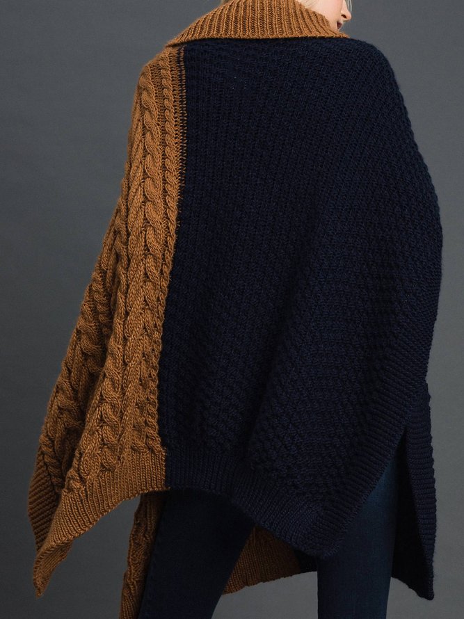 Pull Bloc de Couleur Hiver Urbain Acrylique Poids lourd Quotidien Ample Régulier H-ligne pour Femmes