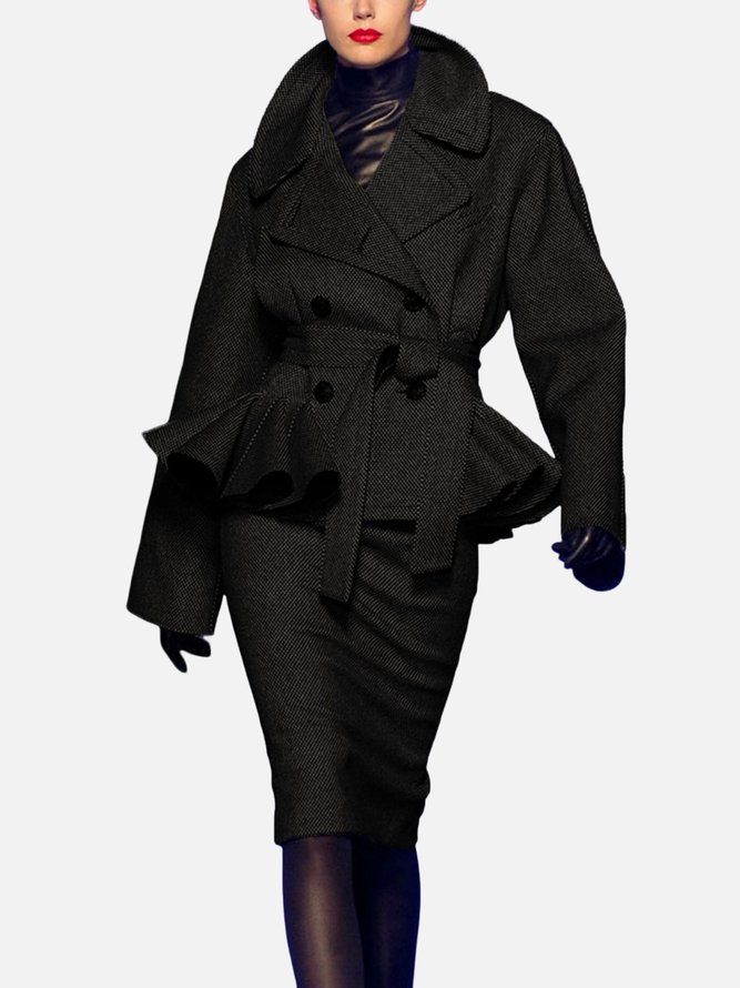 Jupe Plain Hiver Urbain Zip Poids lourd Aucune élasticité Serré Mi-longue emballage pour Femmes