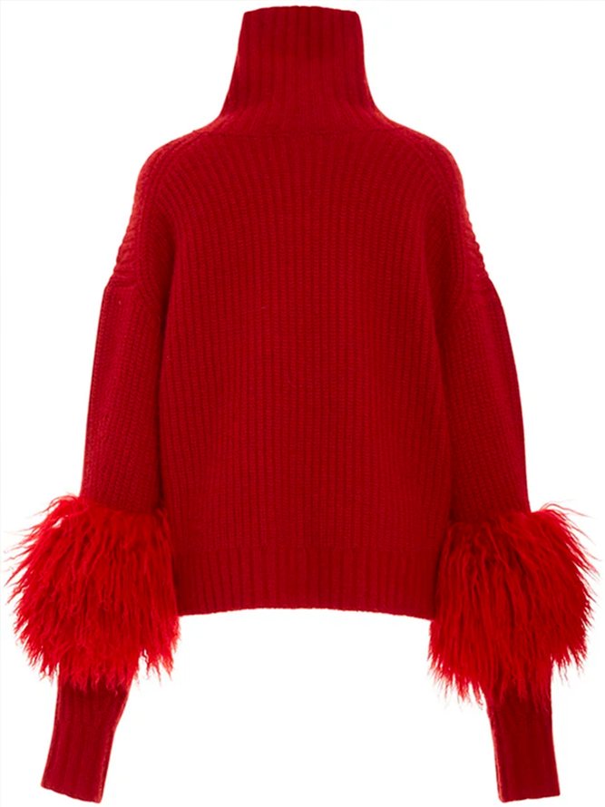 Pull Plain Hiver Urbain Ample Manches Longues Col Roulé Régulier H-ligne Régulier pour Femmes
