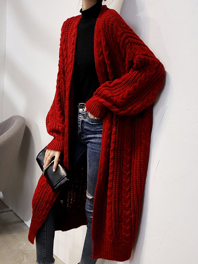 Pull Manteau Femmes Décontracté Plain Hiver Micro-Élasticité Ample Faire la navette Manches Longues Régulier H-ligne