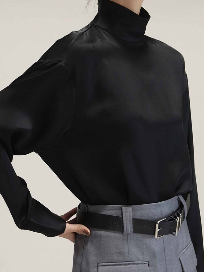 Blouse Plain Hiver Urbain Aucune élasticité Quotidien Coupe Régulière Boutons Régulier Régulier pour Femmes