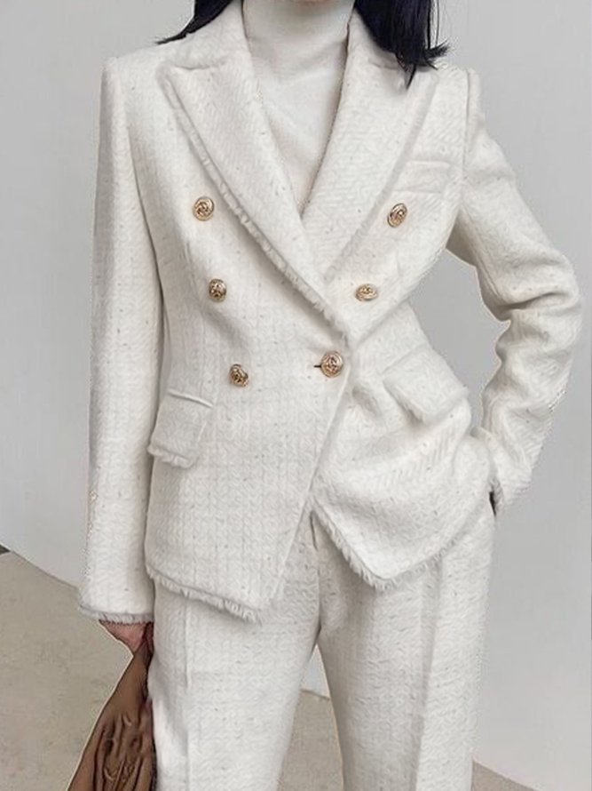 Blazer Plain Hiver Élégant Polyester Naturel Aucune élasticité Coupe Régulière Régulier Régulier pour Femmes