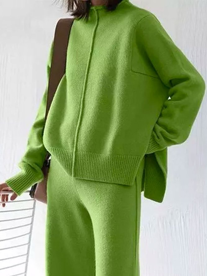 Pull Femmes Plain Hiver Urbain Acrylique Col Montant Micro-Élasticité Ample Manches Longues Régulier
