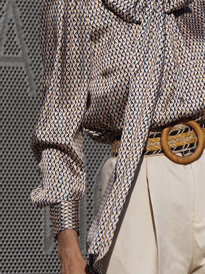 Blouse Femmes Géométrique Hiver Élégant Polyester Coupe Régulière Manches Longues Régulier H-ligne Régulier