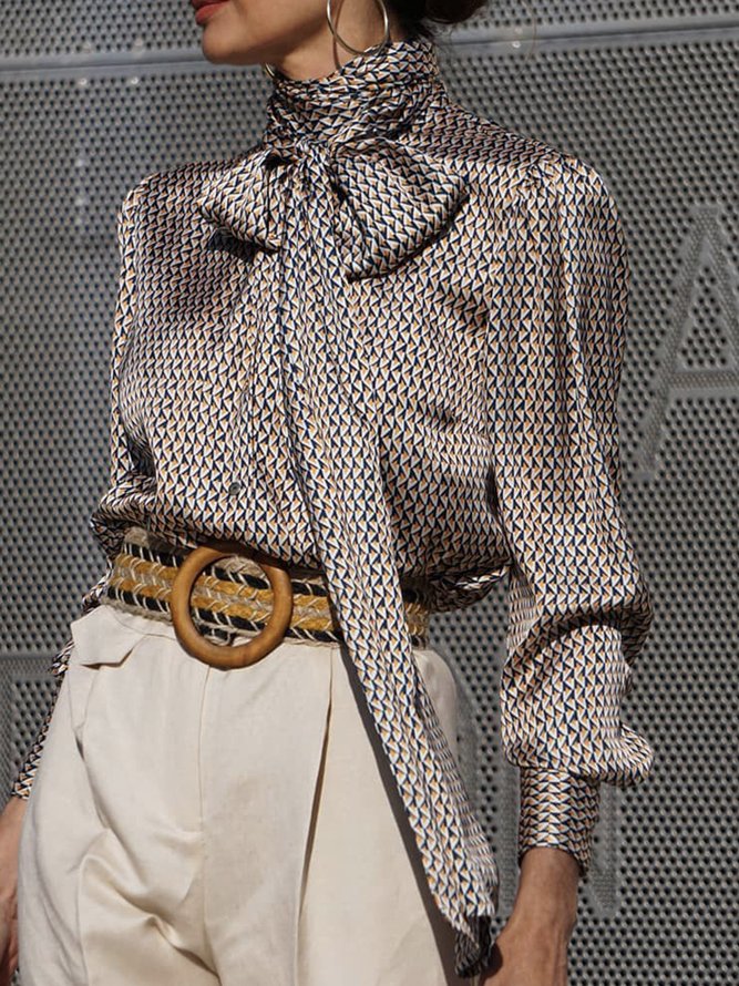 Blouse Femmes Géométrique Hiver Élégant Polyester Coupe Régulière Manches Longues Régulier H-ligne Régulier