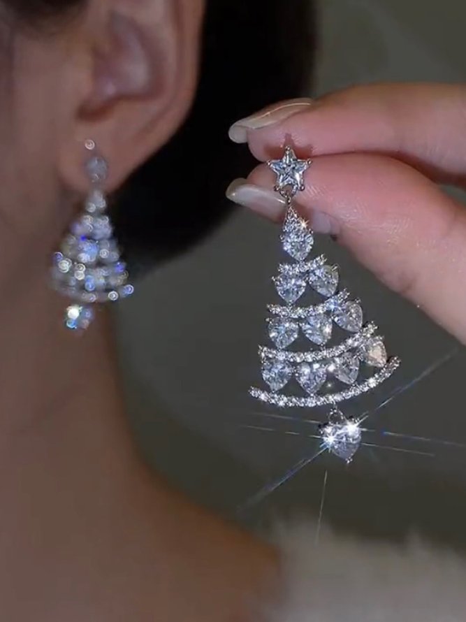 Boucles d'Oreilles Toutes Les Saisons Noël Élégant Avec Faux Diamant Faire la navette Métal Avec Faux Diamant Noël Pendre pour Femmes