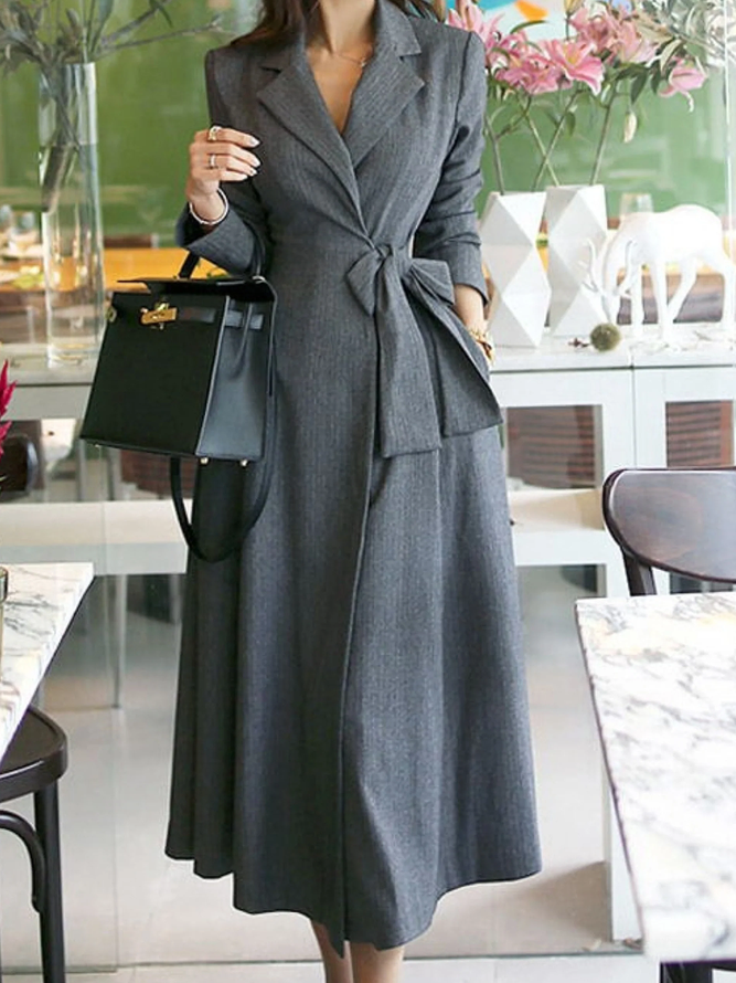Robes Femmes Plain Hiver Élégant Polyester Naturel Aucune élasticité Manches Longues Régulier Tunique