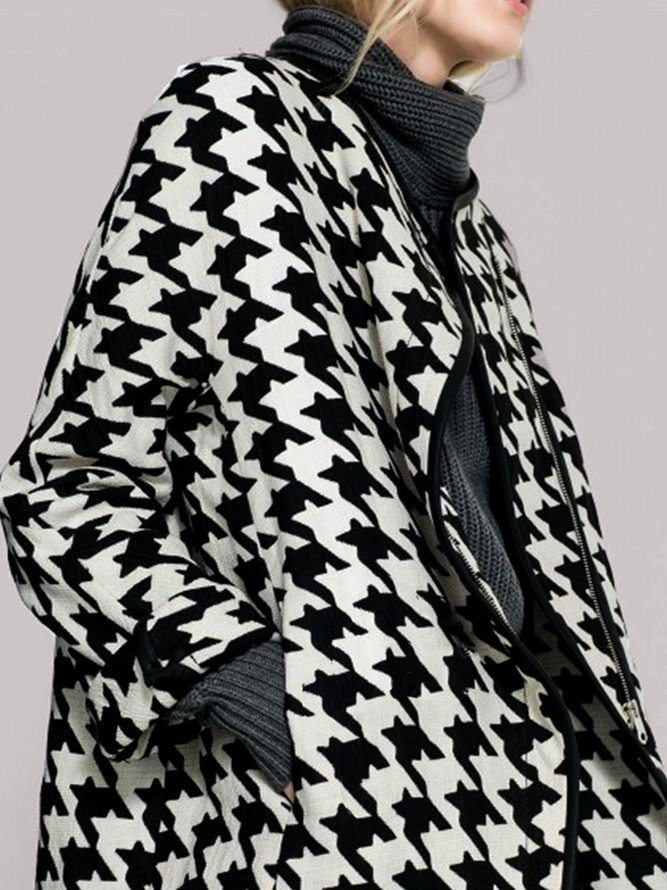 Blouson Pied-de-poule Hiver Urbain Naturel Aucune élasticité Quotidien Ample Régulier H-ligne pour Femmes