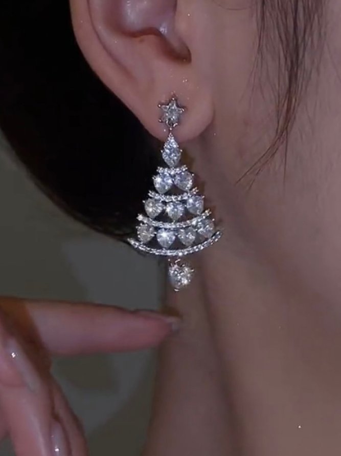 Boucles d'Oreilles Toutes Les Saisons Noël Élégant Avec Faux Diamant Faire la navette Métal Avec Faux Diamant Noël Pendre pour Femmes