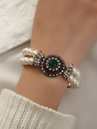 Bracelet Femmes Rétro Plain Toutes Les Saisons Quotidien Roulotté Perle Métal Meilleure vente multicouche Bracelet