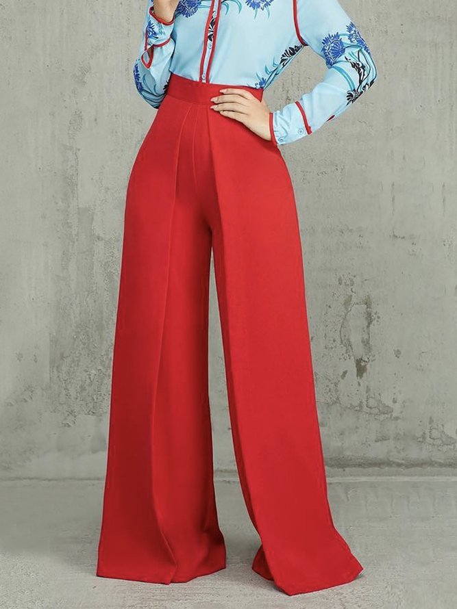 Mode Pantalons Plain Hiver Urbain Zip Taille Haute Quotidien Coupe Régulière Long A-ligne pour Femmes