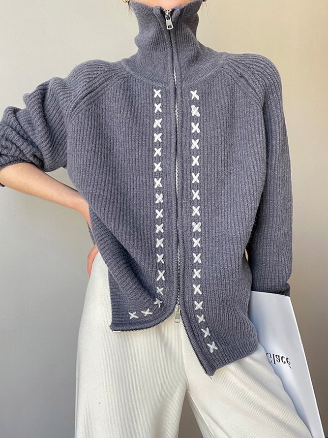 Pull Manteau Décontracté Plain Hiver Acrylique Naturel Micro-Élasticité Manches Longues Col Roulé H-ligne pour Femmes