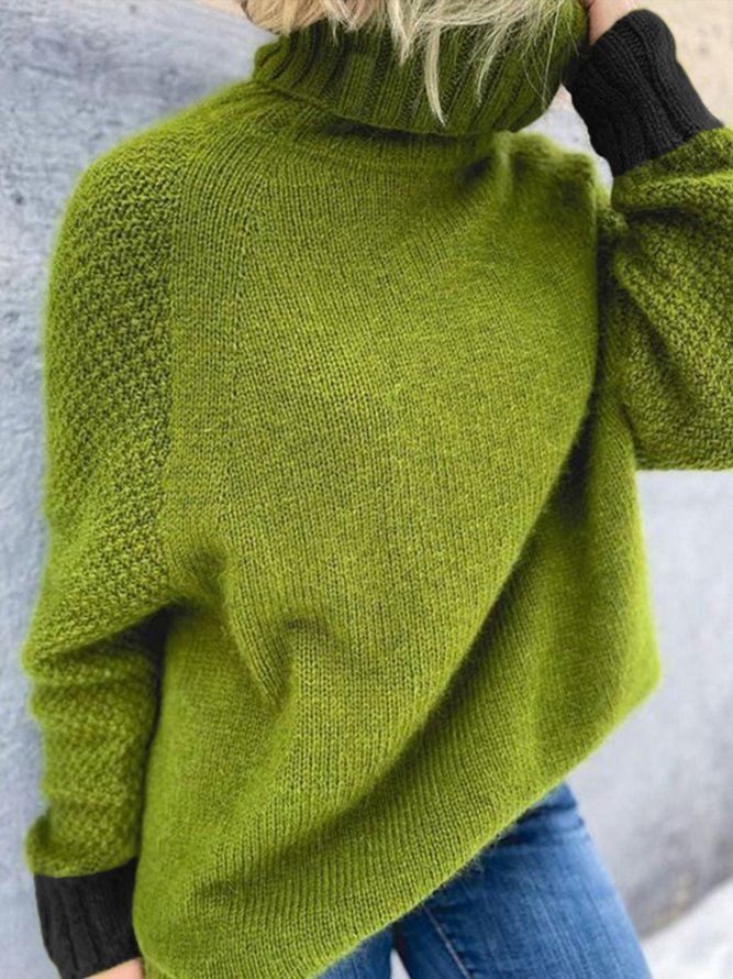 Pull Femmes Plain Hiver Urbain Acrylique Ample Faire la navette Col Roulé Régulier Régulier
